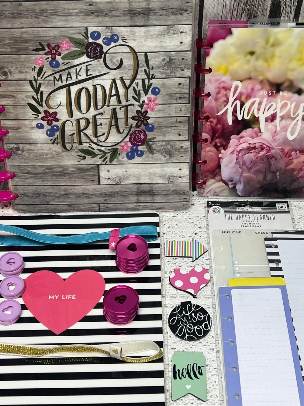 Happy Planner miscellaneous set of  vintage planner supplies with 15+ pieces